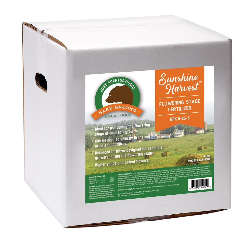 Garden & Pump Sprayer Accessories; Description: Sunshine Harvest NPK 5-25-5 fertilizer 40lb box; Form: Granules; Container Size (Lb.): 40; For Use With: Spreader; Chemical Safe: Yes; Type: Fertilizer