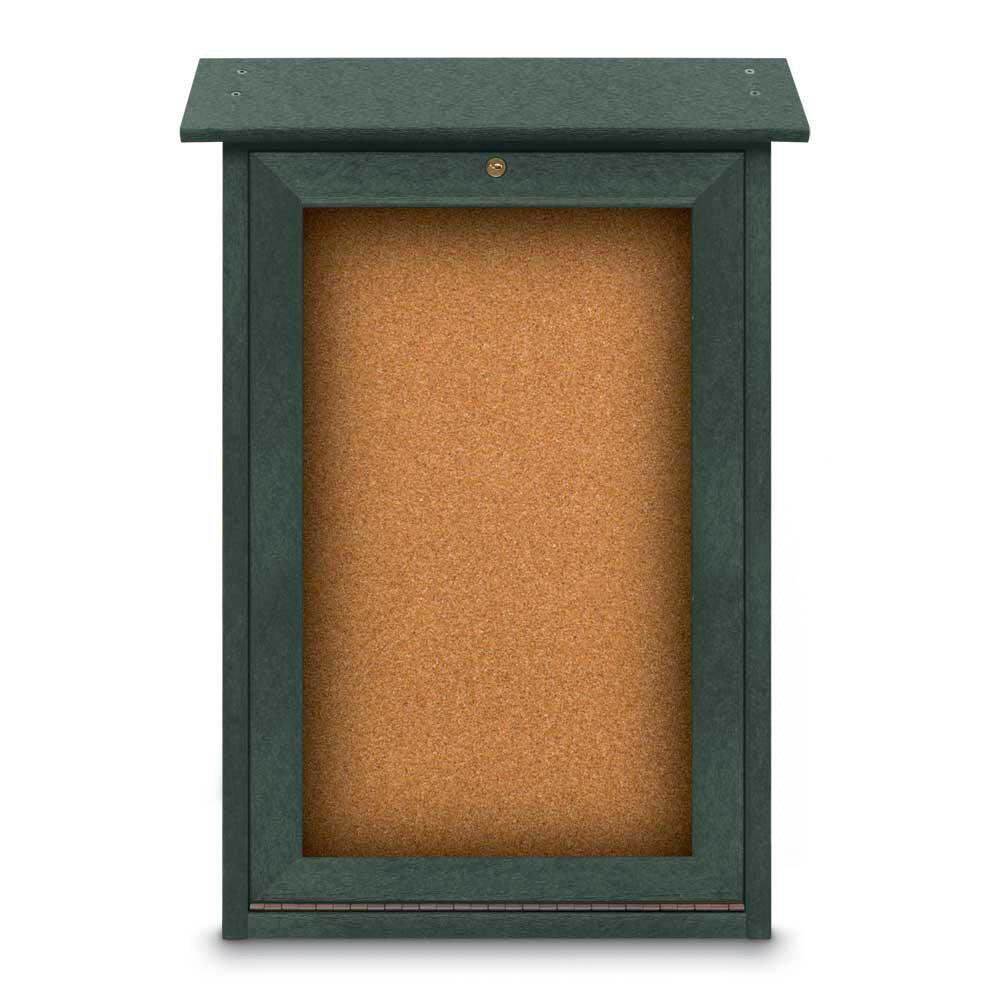 Enclosed Cork Bulletin Board: 18" Wide, 29" High, Cork, Natural Tan