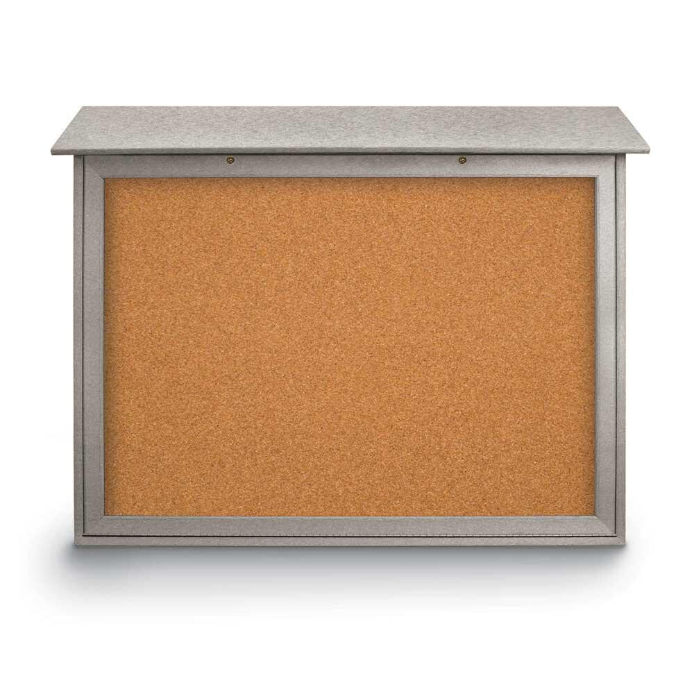 Enclosed Cork Bulletin Board: 45" Wide, 36" High, Cork, Natural Tan
