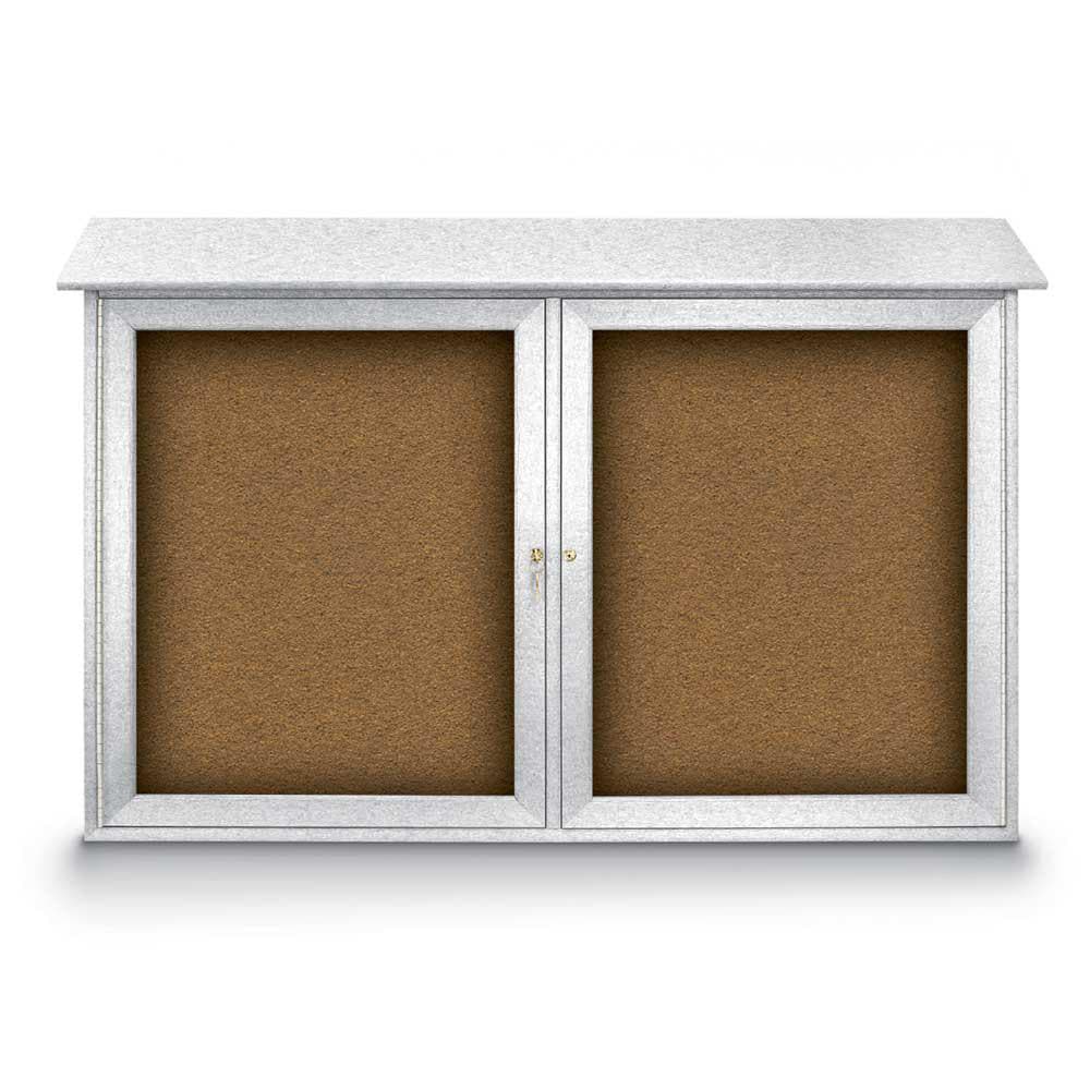 Enclosed Bulletin Board: 45" Wide, 30" High, Cork, Tan