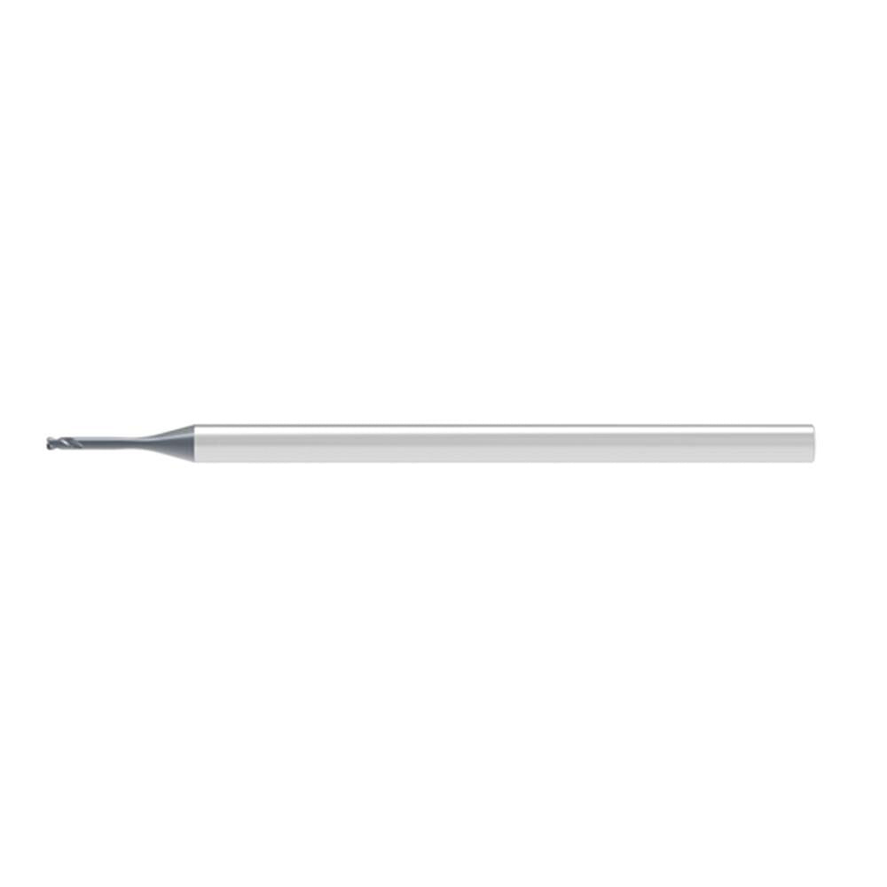 Corner Radius End Mill: 0.50 mm Dia, 0.50 mm LOC, 0.10 mm Radius, 2 Flute, Solid Carbide