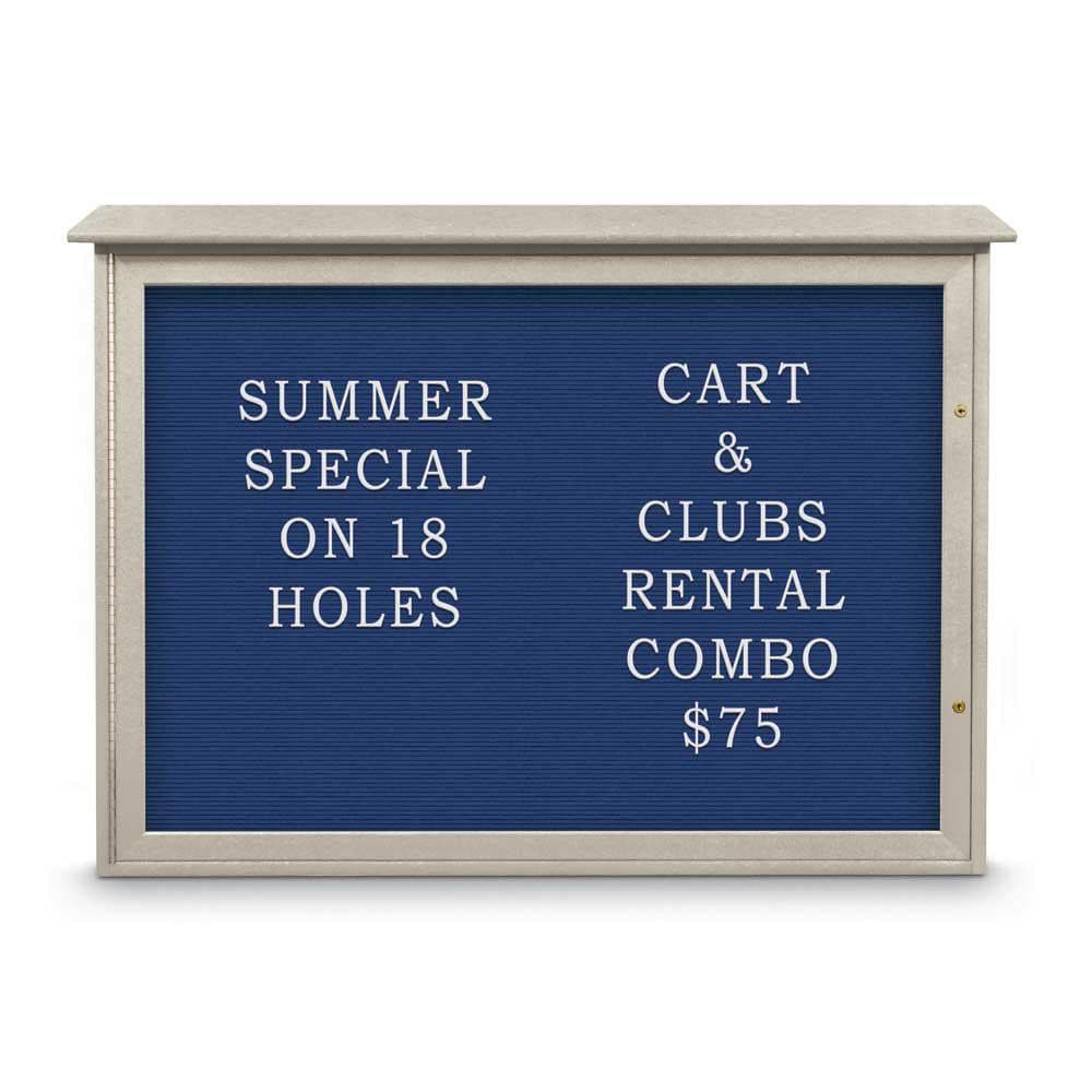 Enclosed Letter Board: 48" Wide, 36" High, Laminate, Blue