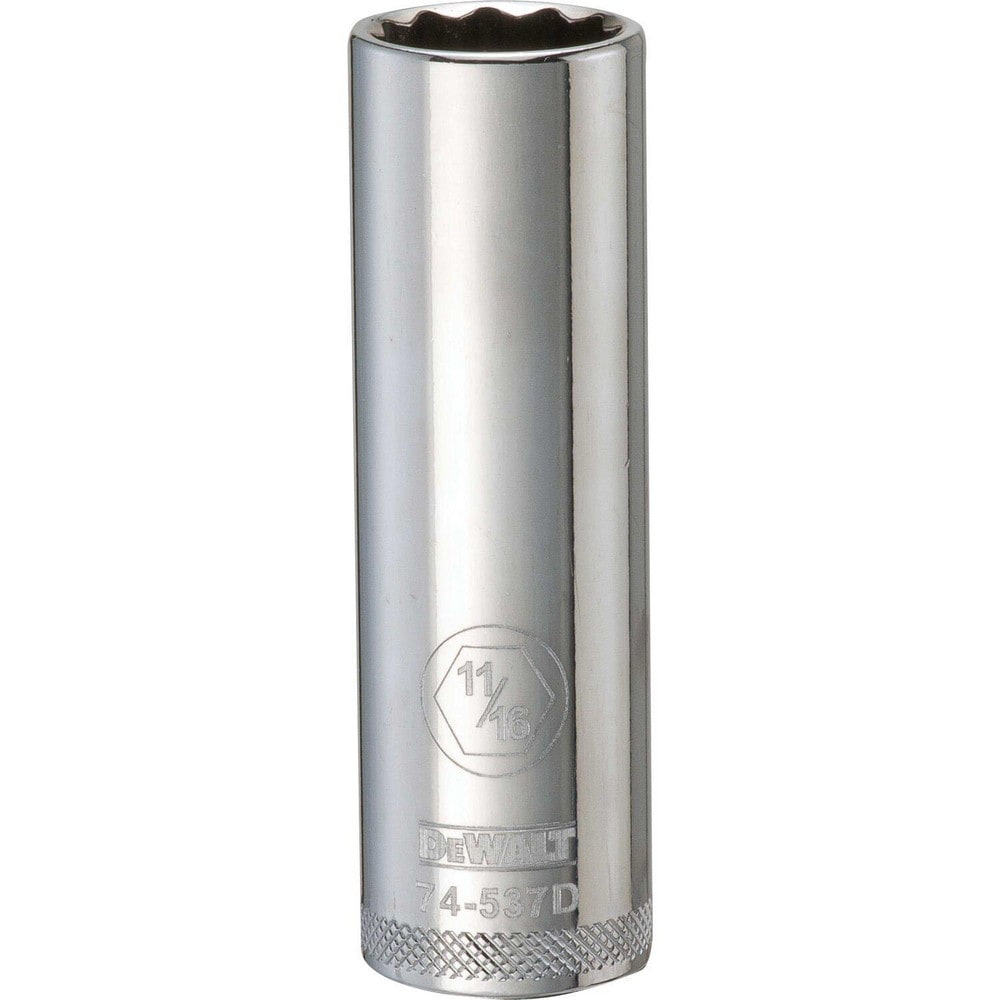 Deep Hand Socket: 1/2" Drive, 11/16" Socket, 12-Point