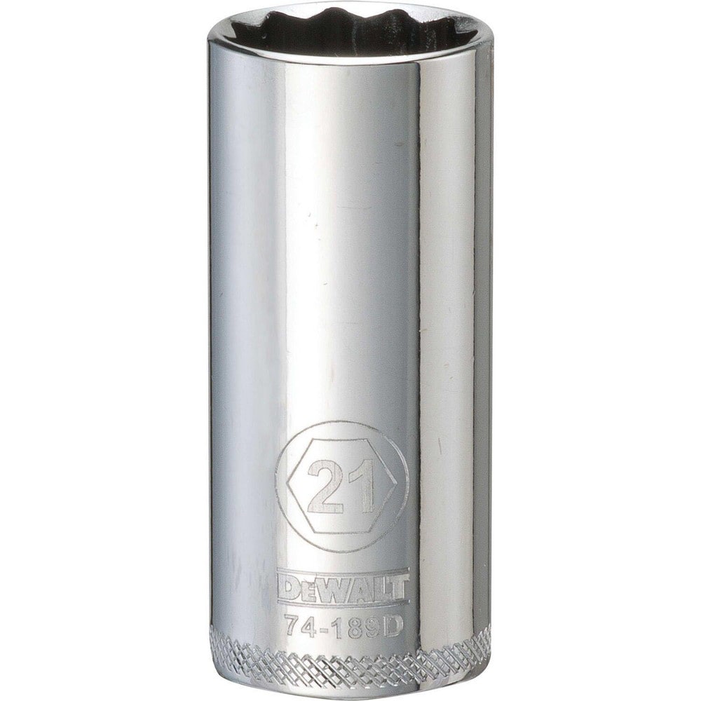 Deep Hand Socket: 3/8" Drive, 21.00 mm Socket, 12-Point