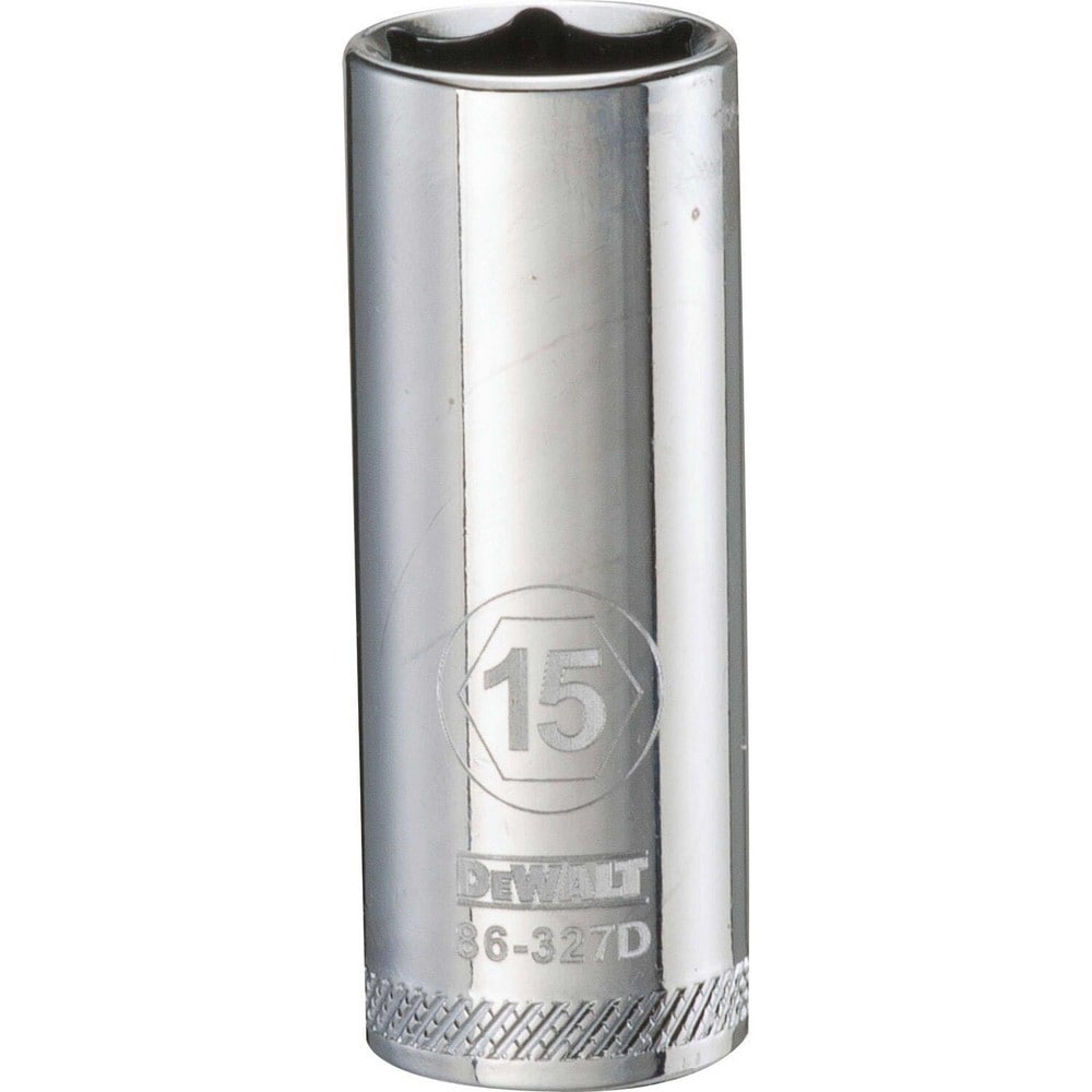 Deep Hand Socket: 3/8" Drive, 15.00 mm Socket, 6-Point