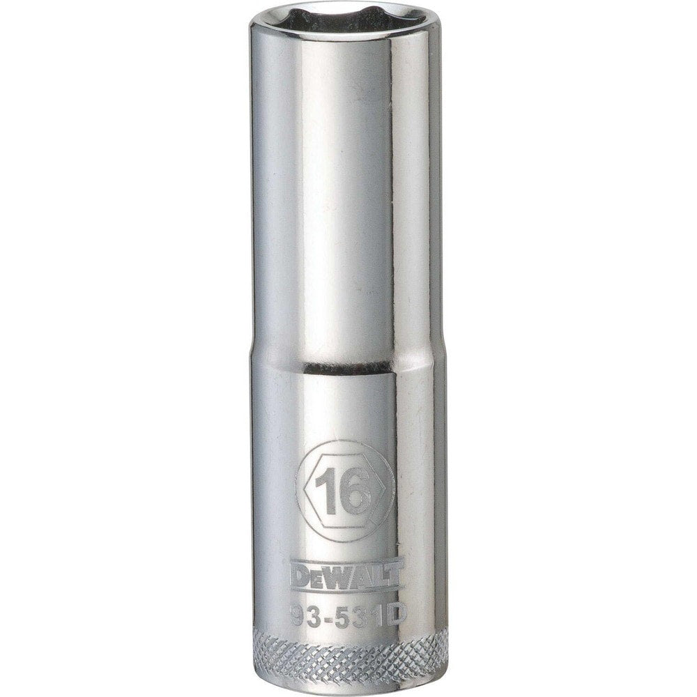 Deep Hand Socket: 1/2" Drive, 16.00 mm Socket, 6-Point