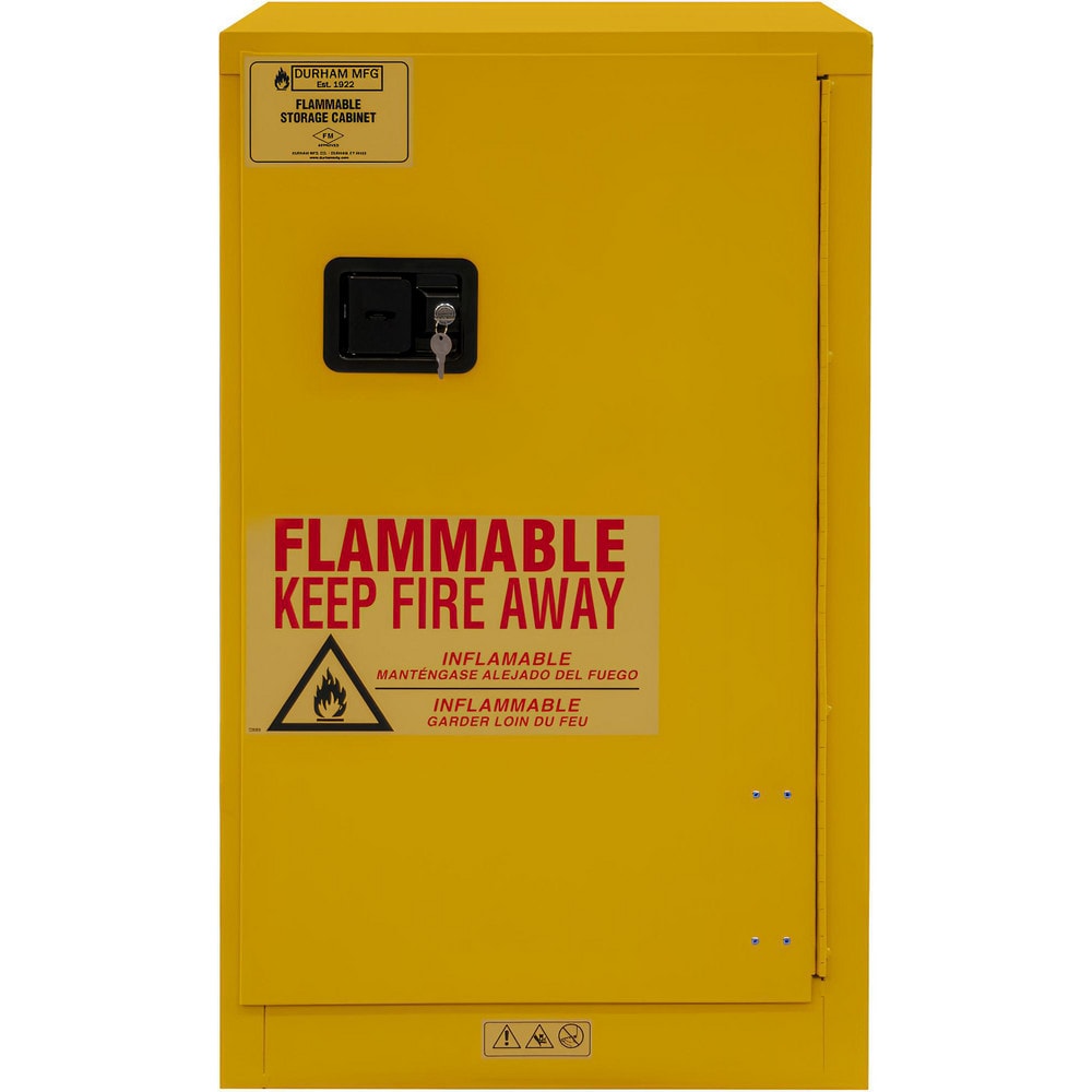 Flammable & Hazardous Storage Cabinets: 16.000 gal Drum, 1.000 Door, 1 Shelf, Manual Closing, Safety Yellow