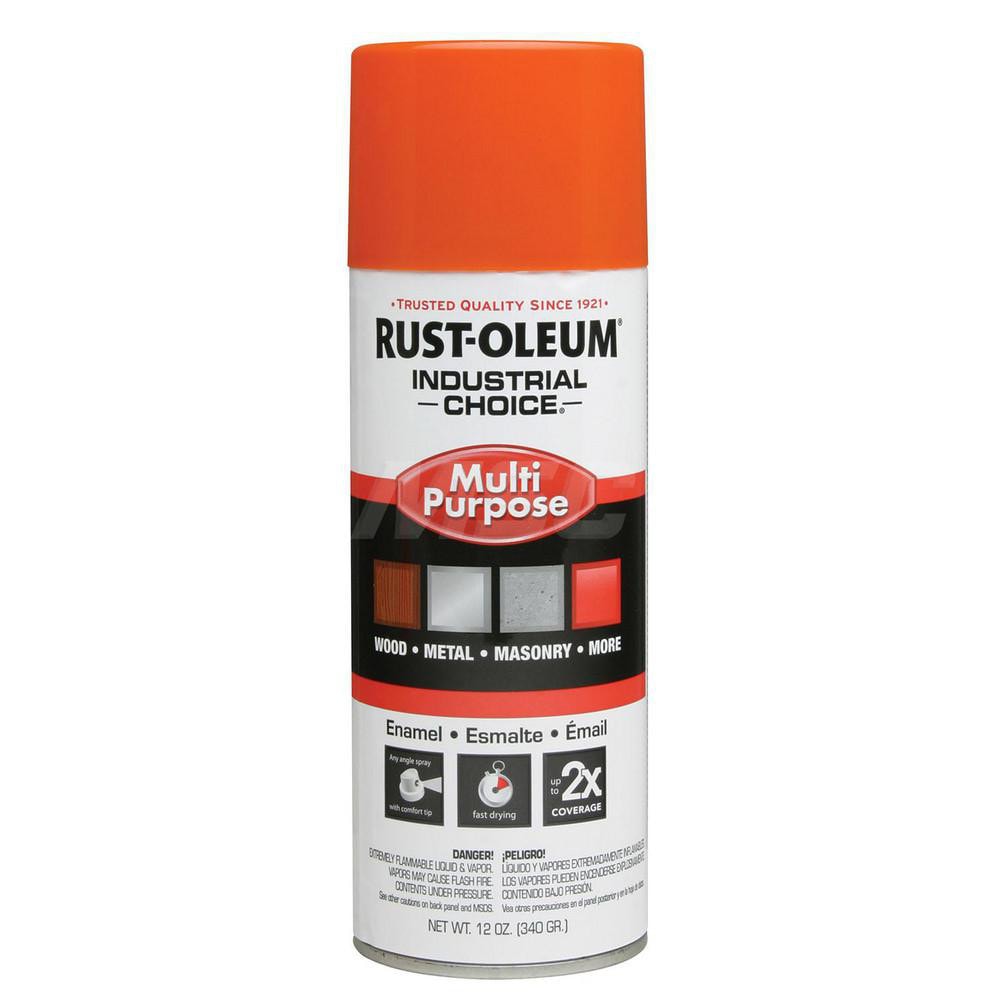 Enamel Spray Paint: Safety Orange, Gloss, 12 oz
