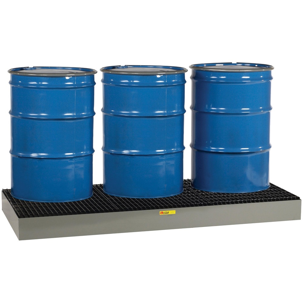 Spill Control Pallet: 3 Drum, 66.00 gal, 4500.00 lb, Steel