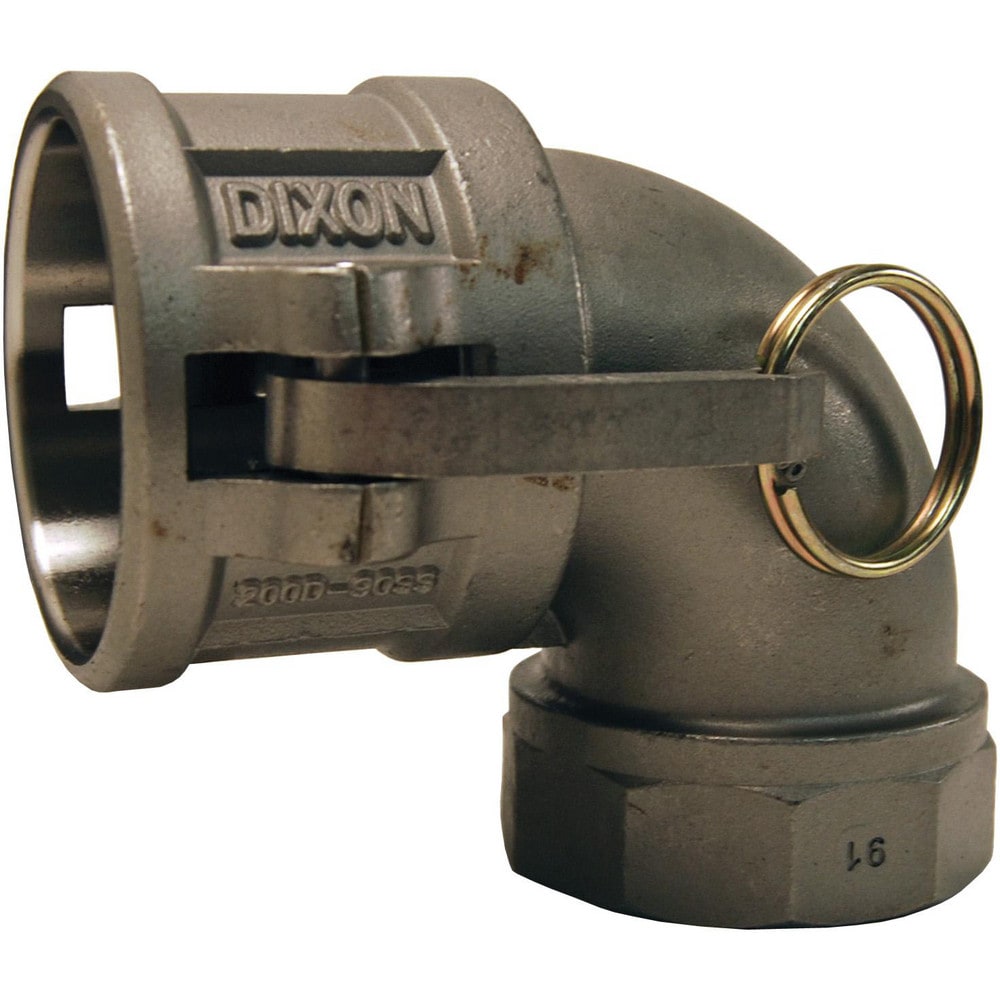 Suction & Discharge Hose Couplings; Type: Type D Elbow; Coupling Type: Cam & Groove; Coupling Descriptor: Coupler x 90° FNPT; Material: Stainless Steel; Coupler Size (Fractional Inch): 2; Thread Size: 2; Hose Size: 2