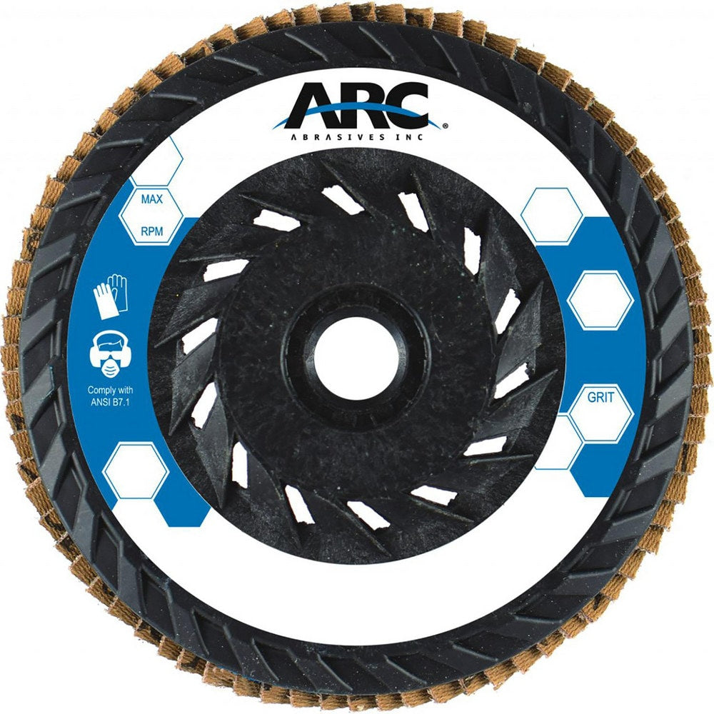 Flap Disc: 4-1/2" Dia, 5/8-11" Hole, 60 Grit, Zirconia Alumina, Type 29
