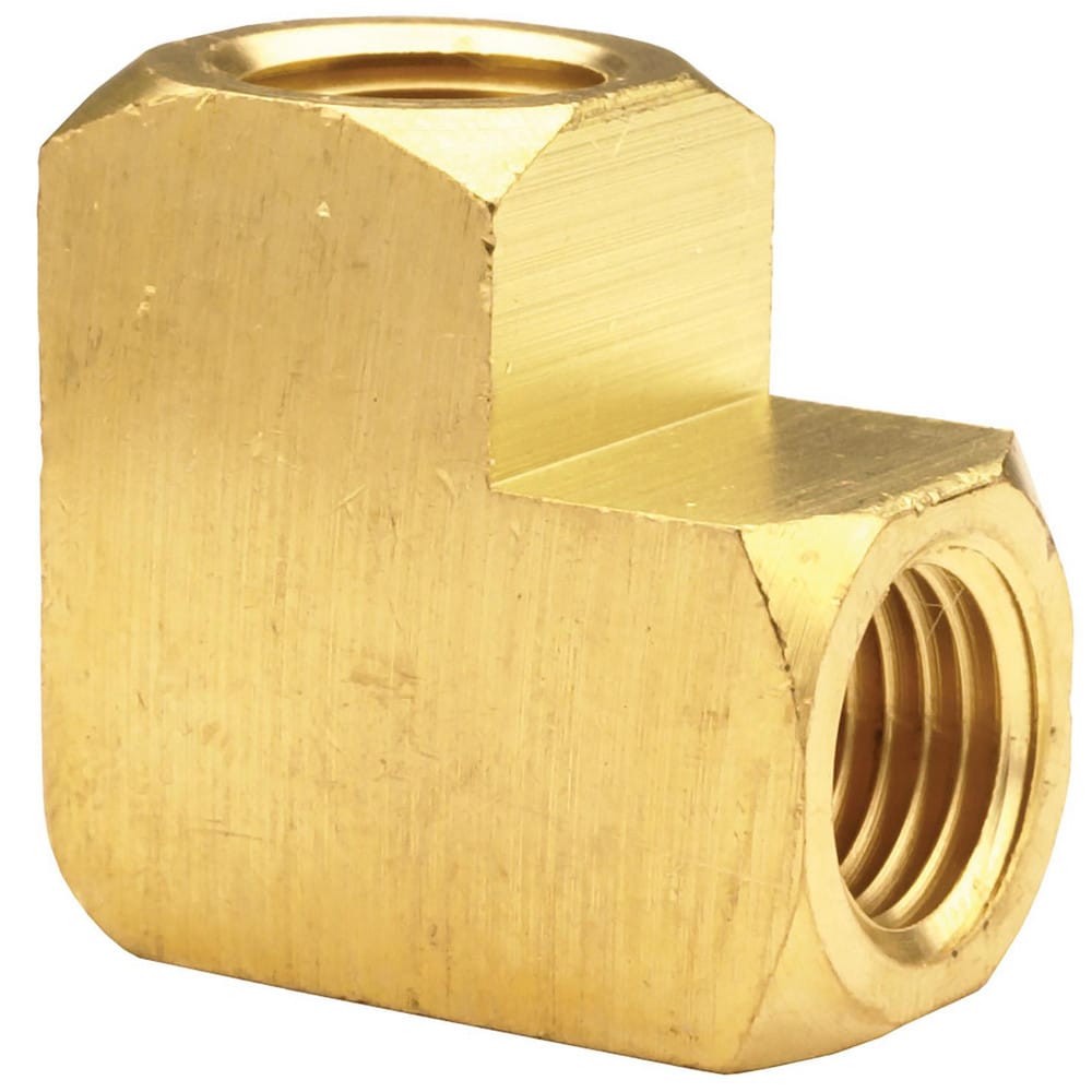 Brass & Chrome Pipe Fittings; Fitting Type: Female Pipe Elbow; Fitting Size: 1/8 x 1/8; End Connections: FNPT; Material Grade: CA360; Connection Type: Threaded; Pressure Rating (psi): 1000; Fitting Shape: 90° Elbow; Thread Standard: NPTF