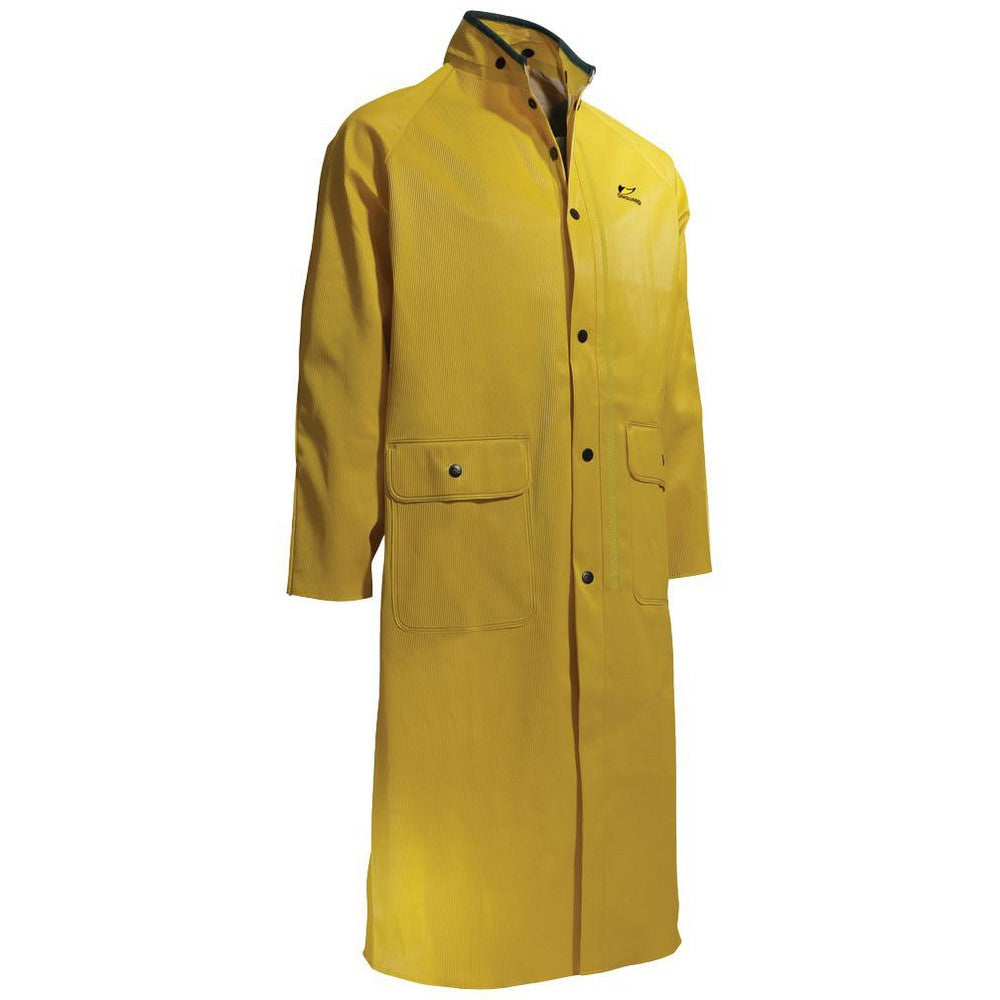 Rain Coat: Size 2X-Large, Non-Hazardous, Yellow, Polyester & PVC