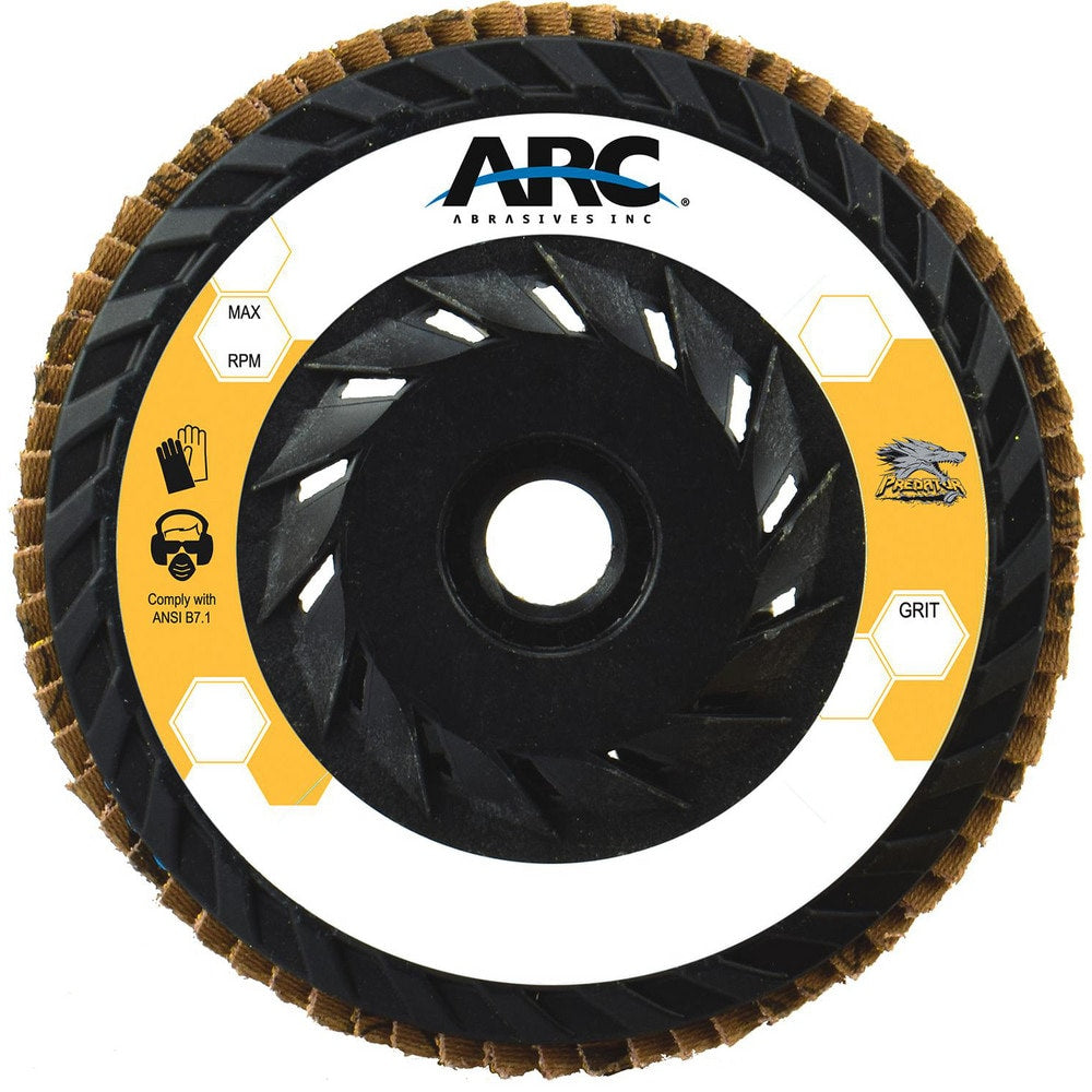 Flap Disc: 4-1/2" Dia, 5/8-11" Hole, 120 Grit, Ceramic Alumina, Type 29