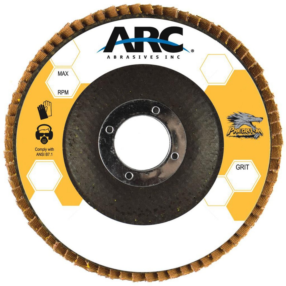 Flap Disc: 7" Dia, 5/8-11" Hole, 40 Grit, Ceramic Alumina, Type 27