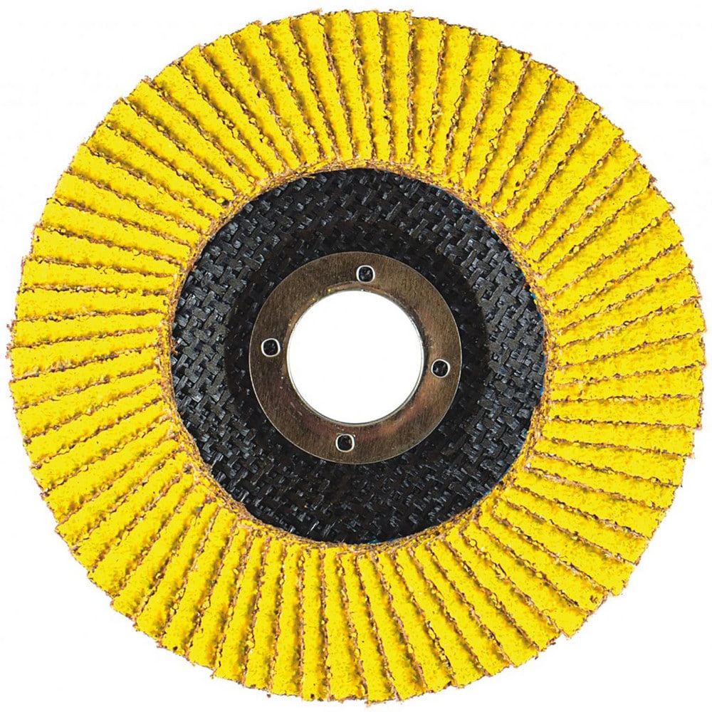 Flap Disc: 6" Dia, 7/8" Hole, 80 Grit, Ceramic Alumina, Type 27