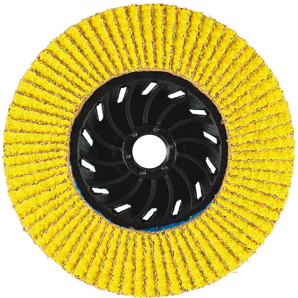 Flap Disc: 4.5" Dia, 5/8-11" Hole, 36 Grit, Ceramic Alumina, Type 27