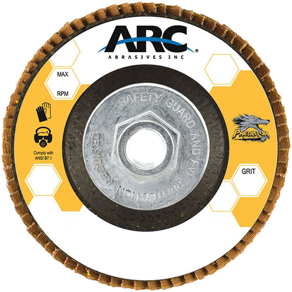 Flap Disc: 4.5" Dia, 7/8" Hole, 80 Grit, Ceramic Alumina, Type 27
