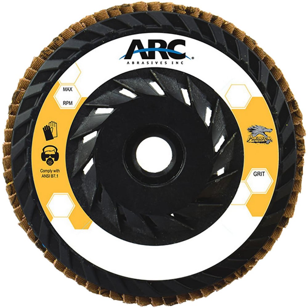 Flap Disc: 4.5" Dia, 5/8-11" Hole, 50 Grit, Ceramic Alumina, Type 27