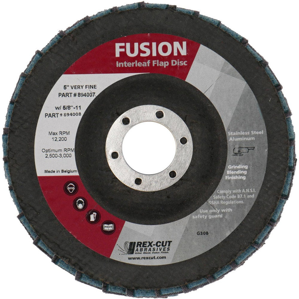 Flap Disc: 5" Dia, 7/8" Hole, 120 Grit, Aluminum Oxide, Type 27