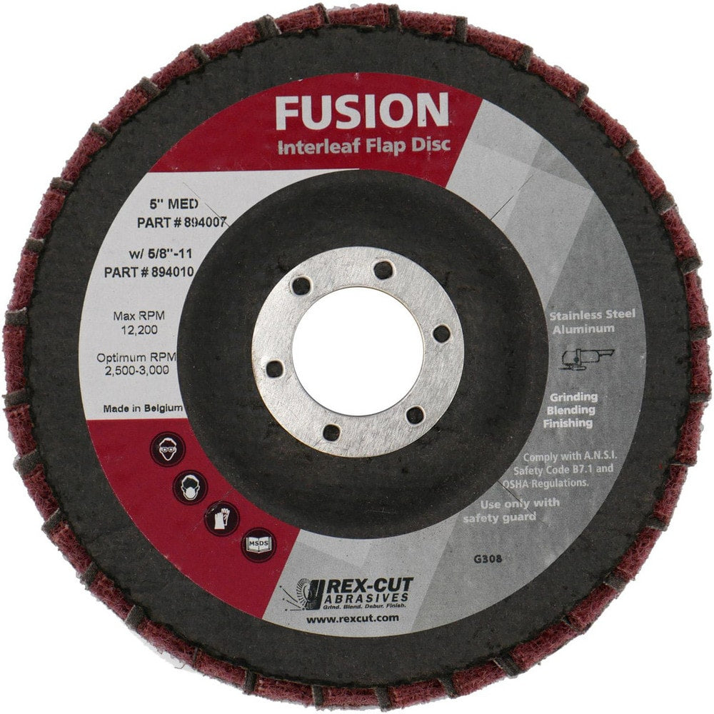 Flap Disc: 5" Dia, 7/8" Hole, 80 Grit, Aluminum Oxide, Type 27