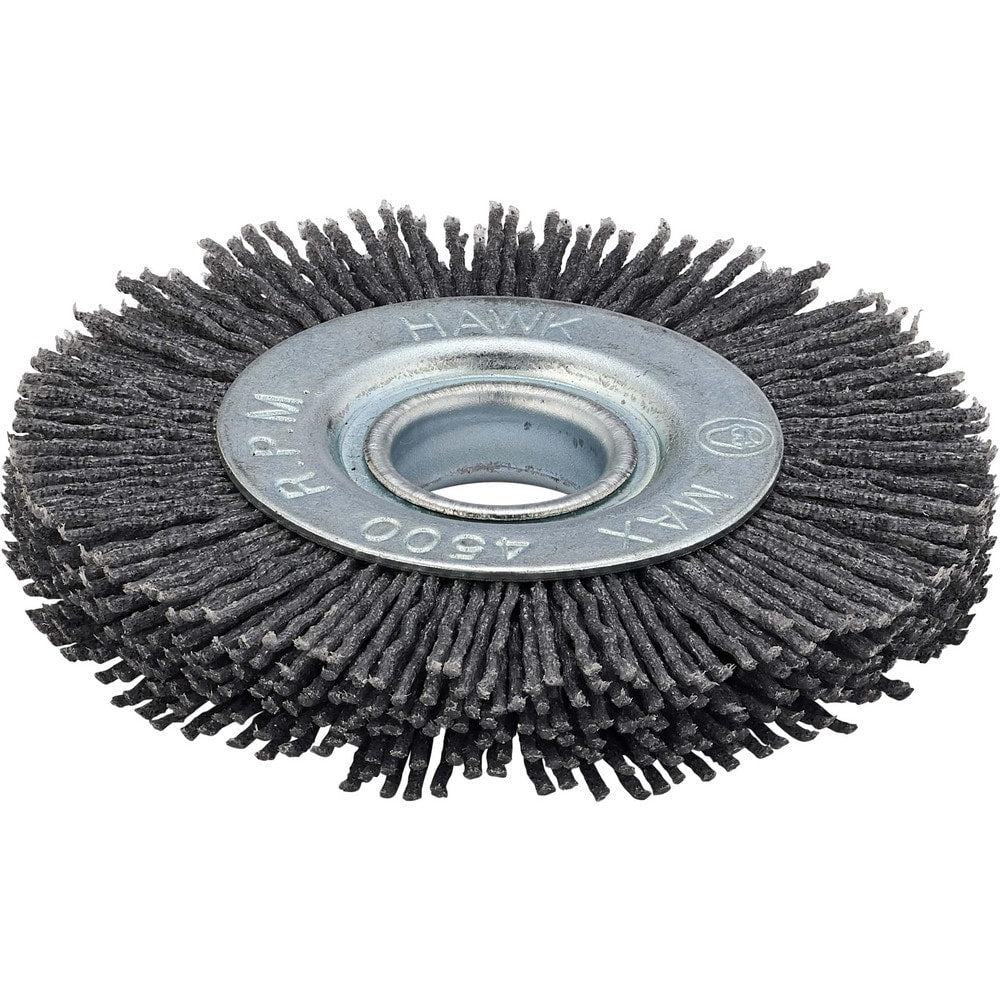 Wheel Brush: 6" Wheel Dia, 1" Face Width, 0.0350" Wire Dia, Crimped