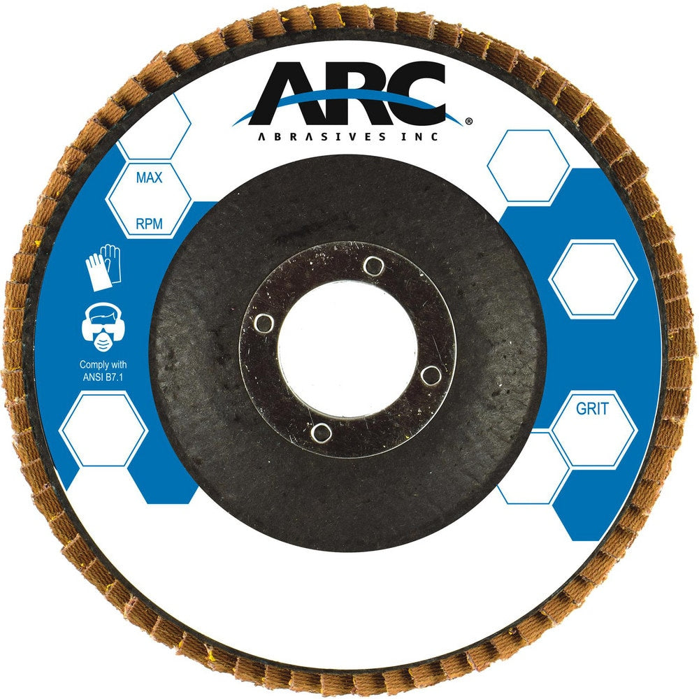Flap Disc: 4-1/2" Dia, 7/8" Hole, 60 Grit, Zirconia Alumina, Type 29