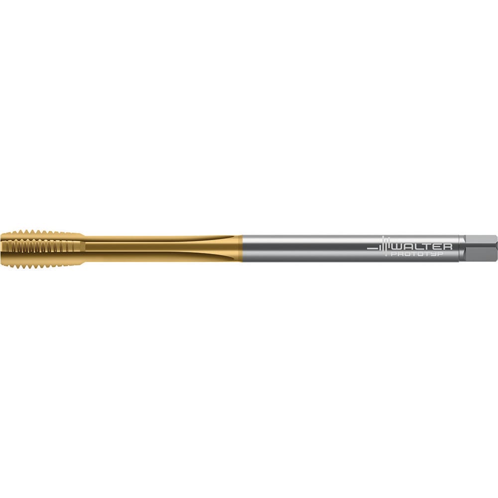 Straight Flute Tap: M8 x 1.25 M, 3 Flute, Semi-Bottoming Chamfer, 6HX Class of Fit, HSS-E, TiN Finish