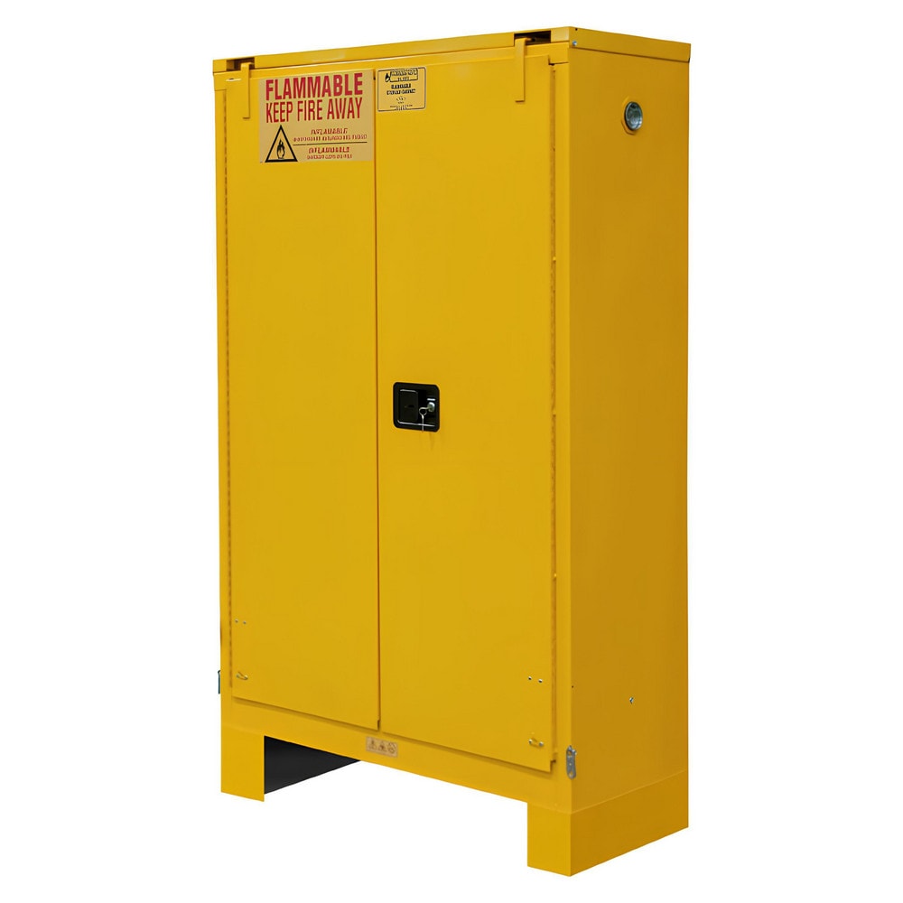 Flammable & Hazardous Storage Cabinets: 45.000 gal Drum, 2.000 Door, 2 Shelf, Self Closing, Safety Yellow