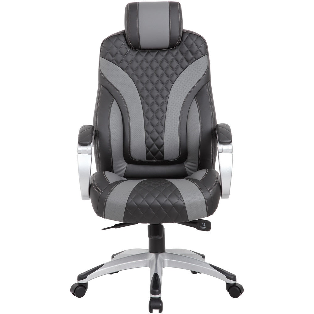 Task Chair: Vinyl, Adjustable Height, Black & Gray