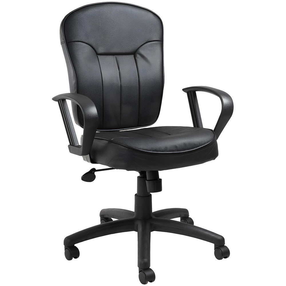 Task Chair: PU Leather, Adjustable Height, Black