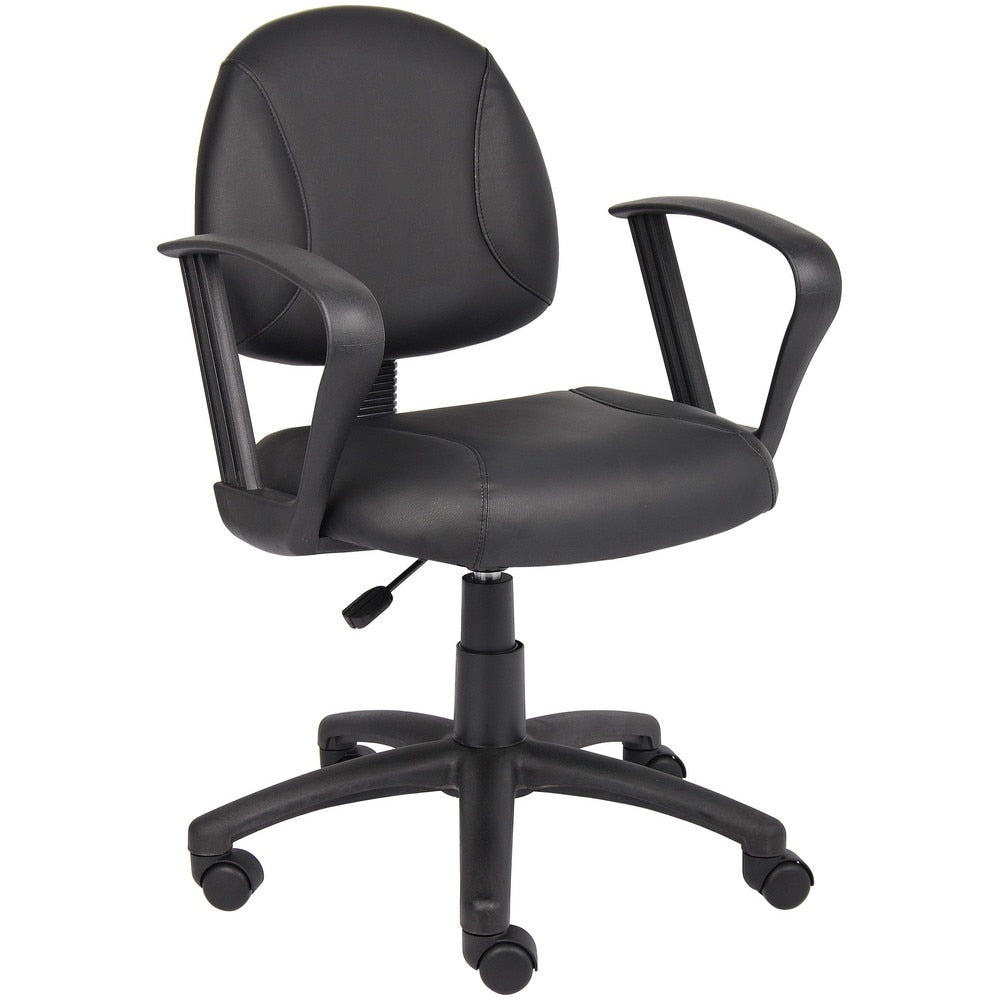 Task Chair: PU Leather, Adjustable Height, Black