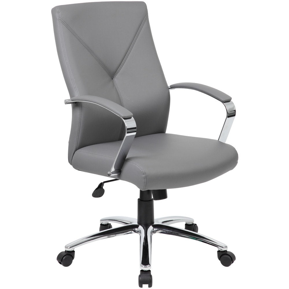 Task Chair: PU Leather, Adjustable Height, Gray