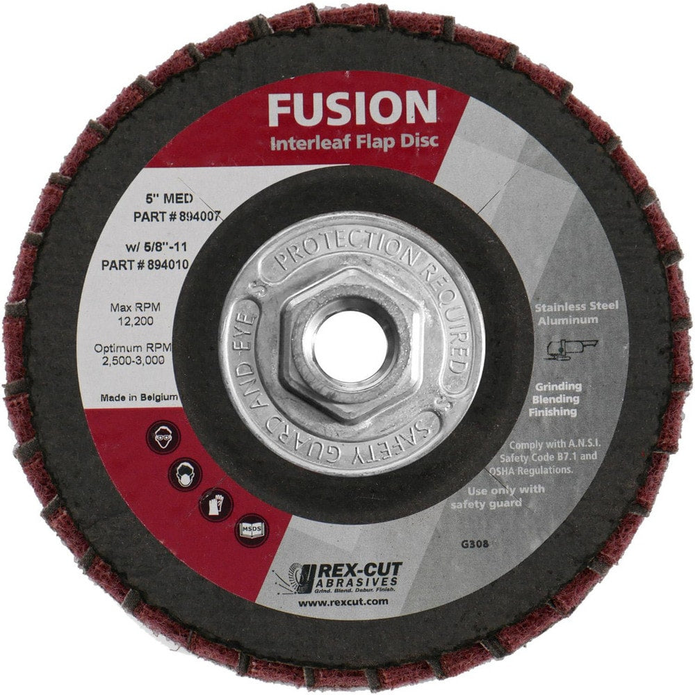 Flap Disc: 5" Dia, 7/8" Hole, 80 Grit, Aluminum Oxide, Type 27