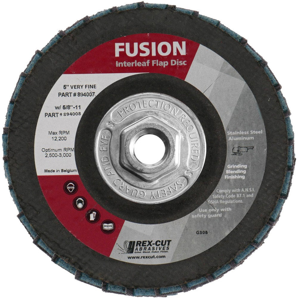 Flap Disc: 5" Dia, 7/8" Hole, 120 Grit, Aluminum Oxide, Type 27