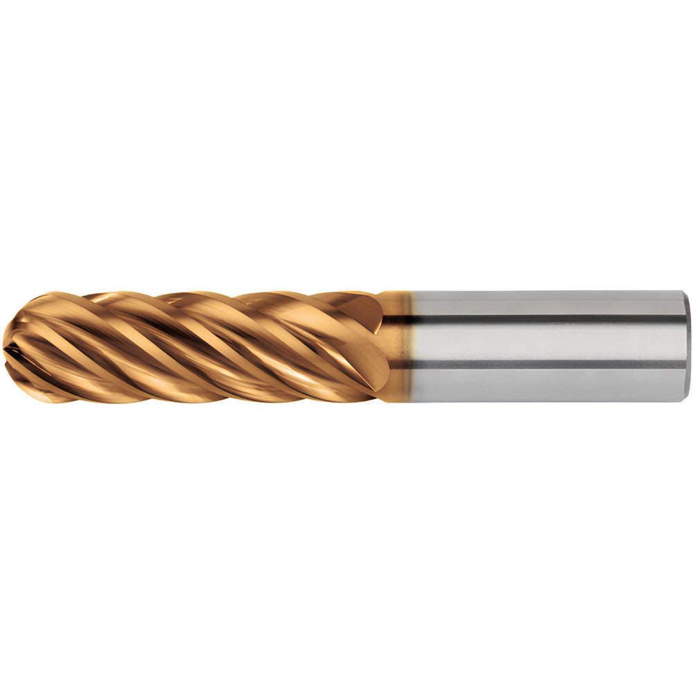 Ball End Mill: 1/2" Dia, 2" LOC, 6 Flute, Solid Carbide