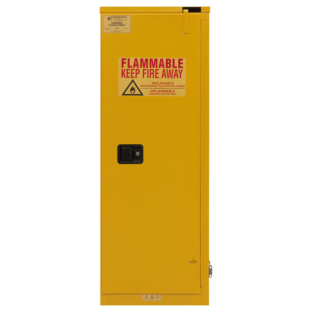 Flammable & Hazardous Storage Cabinets: 24.000 gal Drum, 1.000 Door, 3 Shelf, Self Closing, Safety Yellow