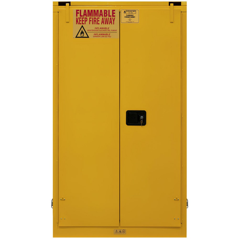 Flammable & Hazardous Storage Cabinets: 60.000 gal Drum, 2.000 Door, 2 Shelf, Self Closing, Safety Yellow