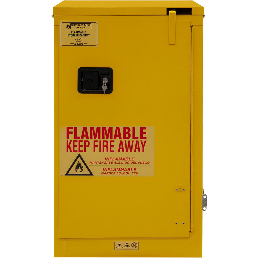 Flammable & Hazardous Storage Cabinets: 16.000 gal Drum, 1.000 Door, 1 Shelf, Self Closing, Safety Yellow
