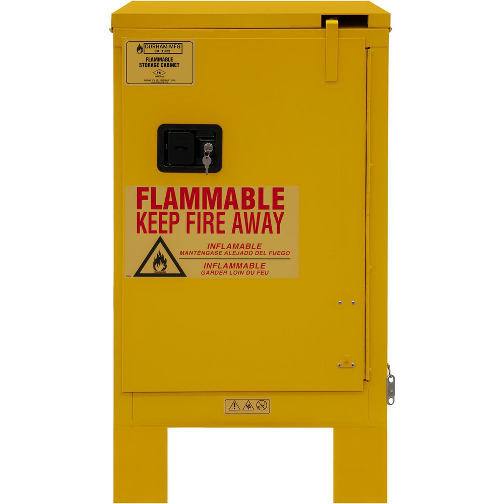 Flammable & Hazardous Storage Cabinets: 12.000 gal Drum, 1.000 Door, 1 Shelf, Self Closing, Safety Yellow