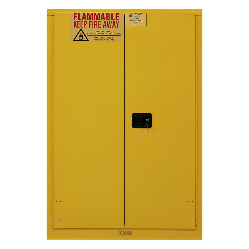 Flammable & Hazardous Storage Cabinets: 30.000 gal Drum, 2.000 Door, 5 Shelf, Manual Closing, Safety Yellow