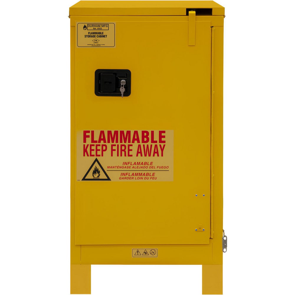 Flammable & Hazardous Storage Cabinets: 16.000 gal Drum, 1.000 Door, 1 Shelf, Self Closing, Safety Yellow