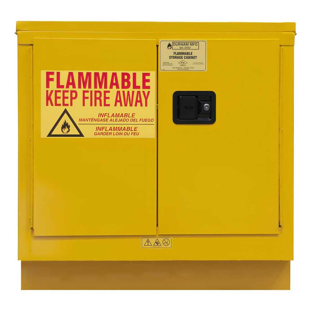 Flammable & Hazardous Storage Cabinets: 22.000 gal Drum, 2.000 Door, 1 Shelf, Manual Closing, Safety Yellow