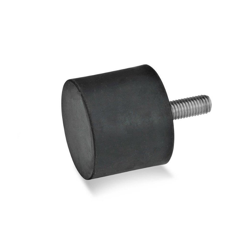 Vibration Isolators; Isolator Type: Plate/Stud; Insert Material: Stainless Steel; Isolator Material: Natural Rubber; Maximum Load Capacity: 95.00 N; Top Diameter: 10.00; Bottom Diameter: 10; Thread Size: M4x0.7; Overall Width: 10 mm