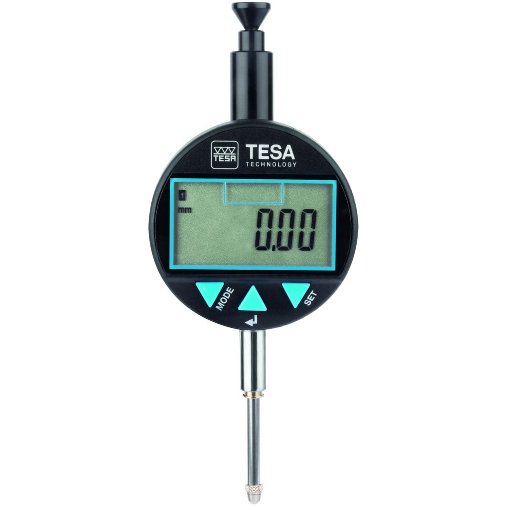 Electronic Test Indicator: 25.00 mm Max, MPEE, retractable plunger): 10 µm ± 1 digit & MPEP, 1 mm): 2,6 µm Accuracy, Steel Contact Point