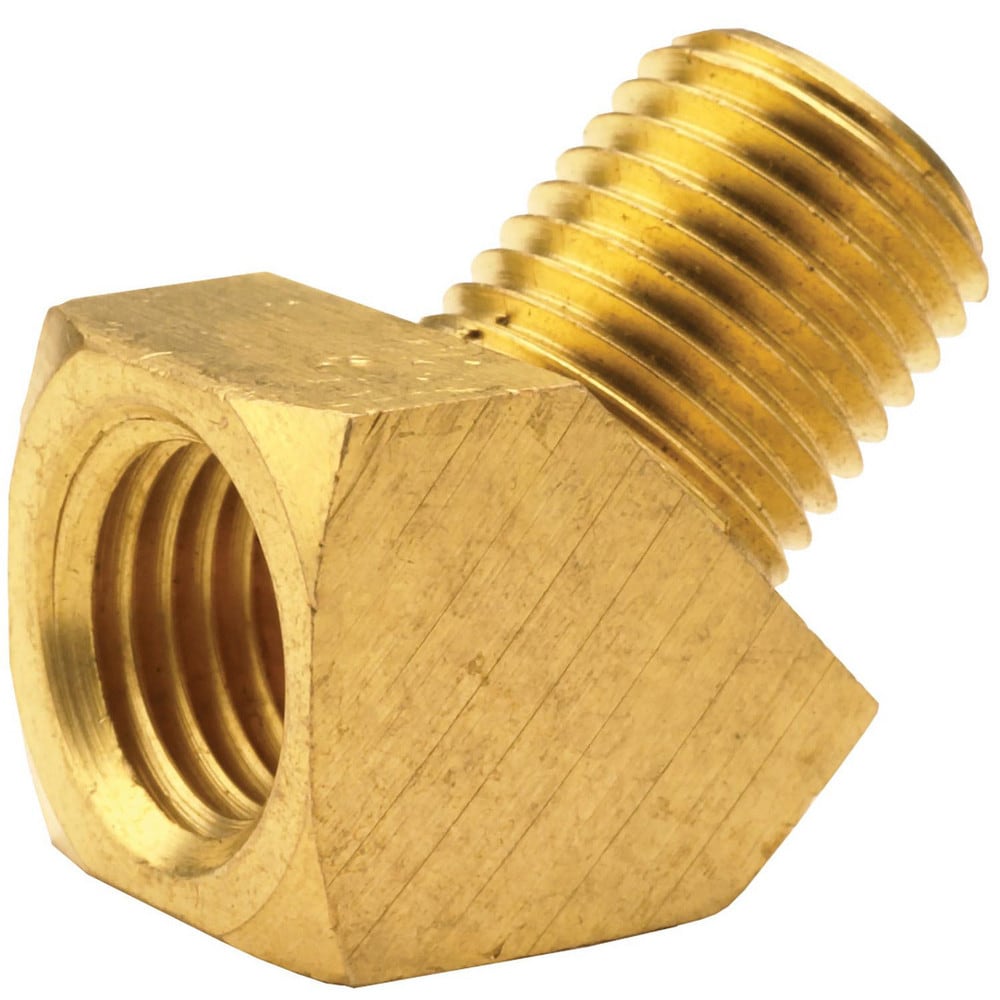 Brass & Chrome Pipe Fittings; Fitting Type: Pipe Street Elbow; Fitting Size: 3/8 x 3/8; End Connections: MNPT x FNPT; Material Grade: CA360; Connection Type: Threaded; Pressure Rating (psi): 1000; Fitting Shape: 45° Elbow; Thread Standard: NPTF