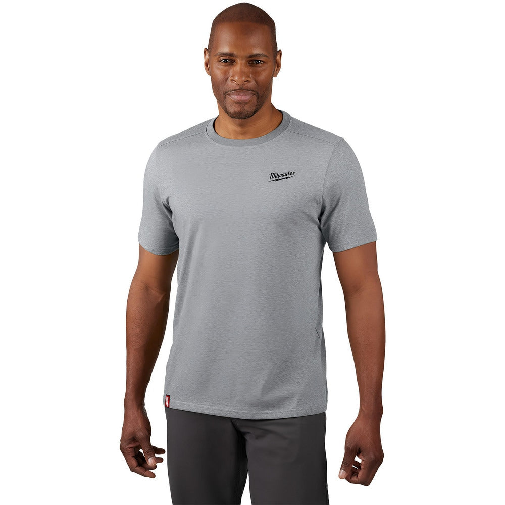Work Shirt: Lightweight, Breathable & UV Protection, Short Sleeve, Medium, Cotton & Polyester, Gray, 0 Pocket