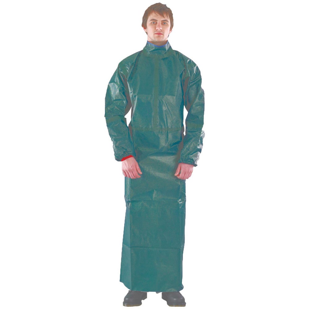 Disposable & Chemical-Resistant Apron: Size X-Large, 74" Length, 0.3400 mil Thick, Green