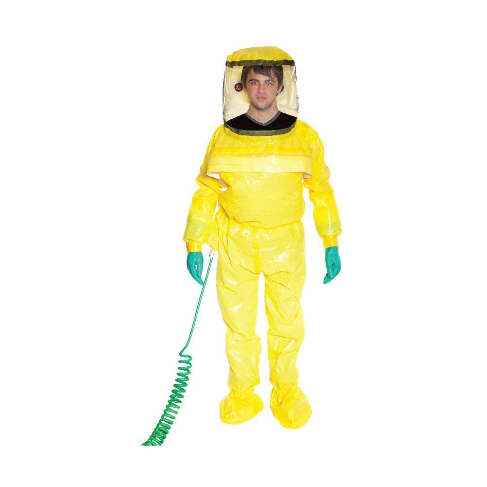 Encapsulated Suits: 4X-Large, Yellow, Multi-Layer Non-Woven Barrier Laminate Fabric, N/AClosure, Taped & Welt, Yes