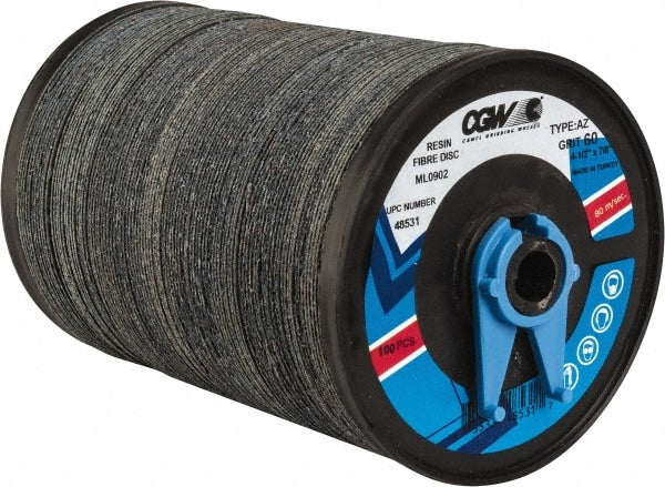 Fiber Disc: 4-1/2" Disc Dia, 60 Grit, Zirconia Alumina